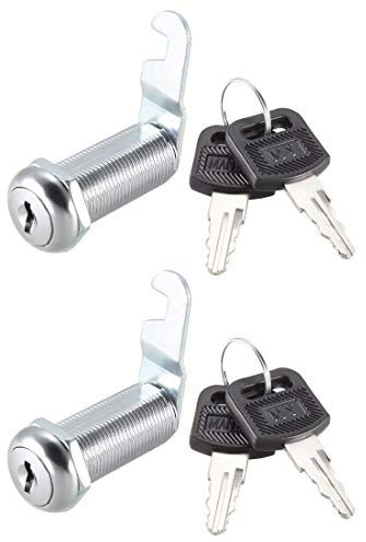 sourcing map Cerradura de Leva Cilíndrica para Armario con Llaves 48 mm con llave diferente, paquete de 2