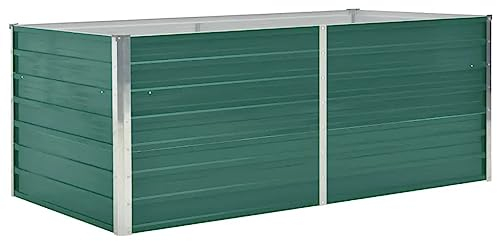 vidaXL Hochbeet Pflanzenbeet Gemüsebeet Pflanzkasten Frühbeet Gartenbeet Pflanzkübel Blumenkasten Blumenbeet 160x80x45cm Verzinkter Stahl Grün