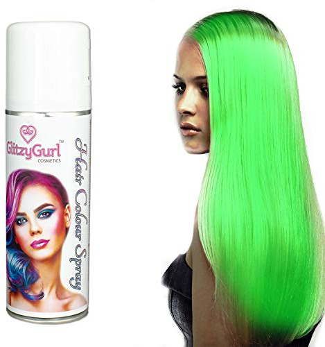 Hair Colour Spray 125ml Temporary Hair Kids Adults Halloween Temporary Dye Made in UK (Fluo Green)