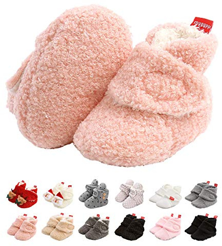 EDOTON Bottines Bébé Garçon Fille, Hiver Chaud 0-18 Mois Chaussure Naissance Premier Pas Bottine Souple Bottes de Neige Bottillons Bébé Fille Baptême Chaussons,0-6 mois,Rose