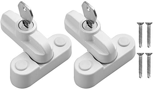 Kamtop 2PCS Bloqueur de Cadre de Fenêtre Sash Jammers en Alliage de Zinc Durables avec Vis de Fixation Sécurité Domestique pour Portes et Fenêtres UPVC