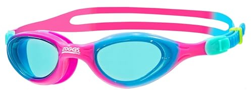 Zoggs Super Seal Schwimmbrille Kinder 6-14 – Kinder Schwimmbrille mit UV-Schutz, Antibeschlag, Junior Brille, Schnell Verstellbares Kopfband, 180° Rundumsicht, Blaues Glas, Rosa/Blau