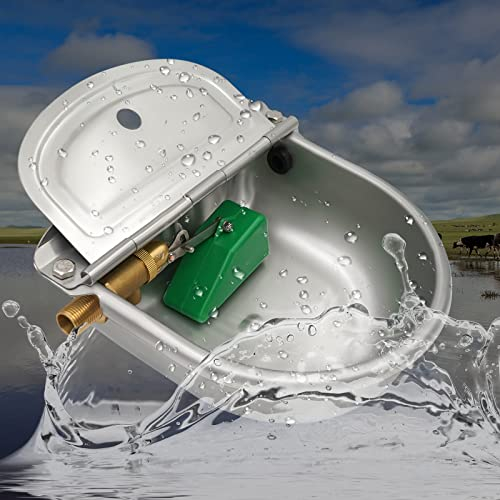 MUYIRTED Abreuvoir Automatique en Acier Inoxydable, Fontaine Eau Chien, 1/2 Vanne À Flotteur en Laiton, Distributeur Eau Chevaux, Chevre, Vache, Poules, Chats, Intérieur Et Extérieur