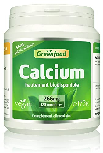 Greenfood Calcium, 120 comprimés, biodisponibilité élevée. SANS additifs artificiels. Sans génie génétique. Vegan.