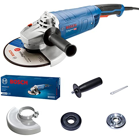 Bosch Professional GWS 2400 P - Amoladora angular (Ø 230 mm, 2400 W, 6500 rpm, hombre muerto)