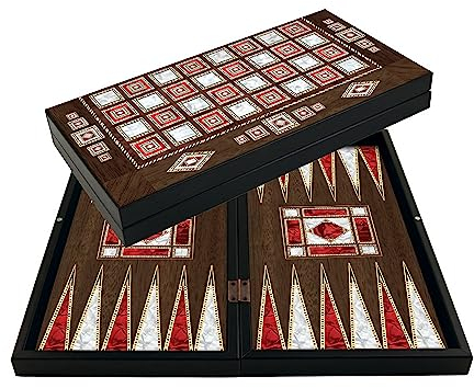 PrimoGames Deluxe Holz Backgammon Set XXL - 50x48 cm - inklusive Schachbrett (Cairo XXL)