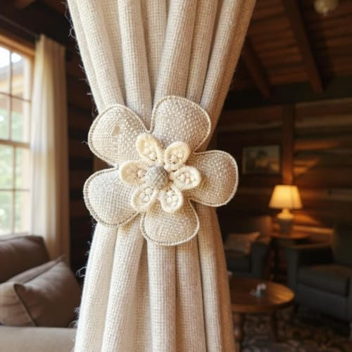 l&j Fermatende, Raccogli Tenda con Calamita Potente Forma a Fiore 2 Pezzi Accessori Tende e Tendine Decorazioni Finestre Fermatende per Camera da Letto Officio Hotel - Calamite per Tende Grigio