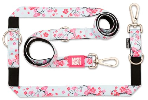 Max & Molly - Guinzaglio multifunzione per cani, 2 m, con 2 moschettoni, Cherry Bloom/S, con tracolla imbottita, sicura e flessibile, comfort per il tuo fedele compagno