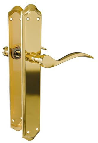 Amig - Juego de Manillas con Placa para puerta - Maneta Mod. BETA - Fabricada en Acero - 256 x 48 mm - Cuadradillo de 8 mm - Latonado mate