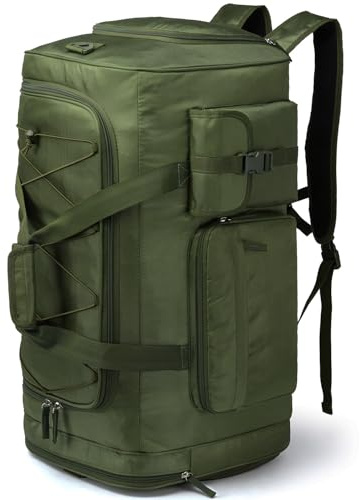 TAIHOYIN Sac de Voyage Homme 70L Grand Sac a Dos Week-End/Sport avec Compartiment à Chaussures pour Sport, Fitness, Voyages, Camping Duffel Bag, Vert