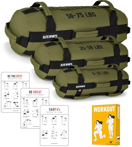 Elite Sports Workout Sandbag for Versatile, Intensive Core Muscles Fitness, Strength Training with Strategic Handle Placement (Unfilled)