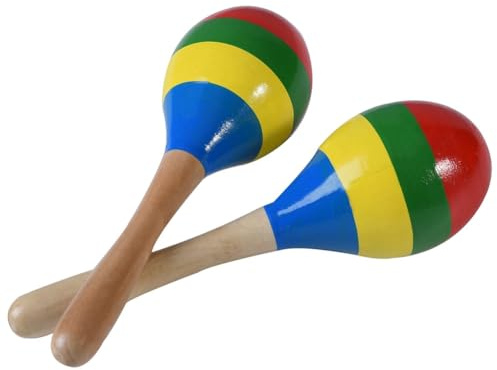 Xuodawer Maracas Hand Percussion Rattles, Wooden Rumba Shaker Musical Instrument for Kids Adults, Set of 2