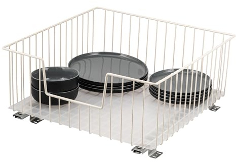 bremermann Schrank-Korbauszug 50 cm Breite mit Einlegeboden, Küchenschublade zum Nachrüsten, Vollauszug mit Teleskop-Schienen, ideal für Küche, Bad & Schlafzimmer, aus Metall (Cremeweiß)