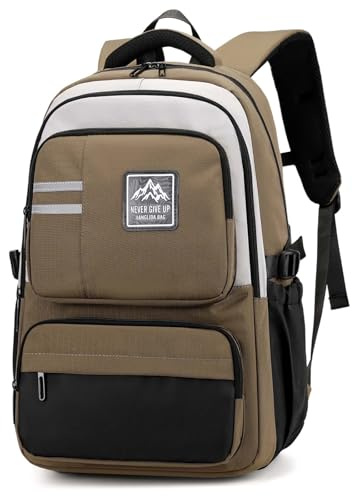 Clufar Schulrucksack Teenager Jungen für Causal Travel Rucksack Herren Wasserdicht Daypack für 16.3 Zoll Laptop Schultaschen School Bag Leichter für College Schule Arbeit,Khaki