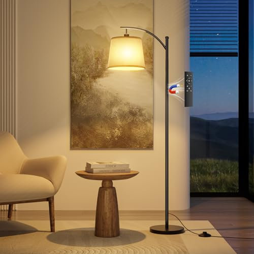 Miootly Lampada da Terra, Piantana con Telecomando, Lampada Soggiorno Regolabile con Interruttore a Pedale, 3 Temperature di Colore, Adatta per Camera da Letto e Ufficio