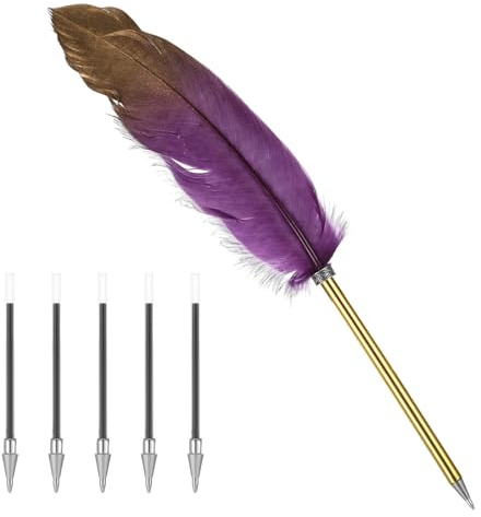 Juego de plumas, bolígrafo, pluma de caligrafía con 5 cartuchos de repuesto para escuela, regalos de boda, autógrafos, oficinas, regalos de negocios (morado)