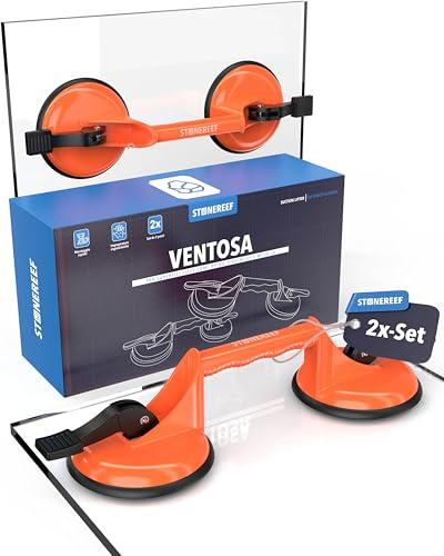 Sugkraft Heavy Duty (2-pack) – 100 kg vakuumlyftare av aluminium – professionell sugkraft för kakel, glas, terrassplattor, laminat och skivor – kakellagningsverktyg – halkfria sughandtag