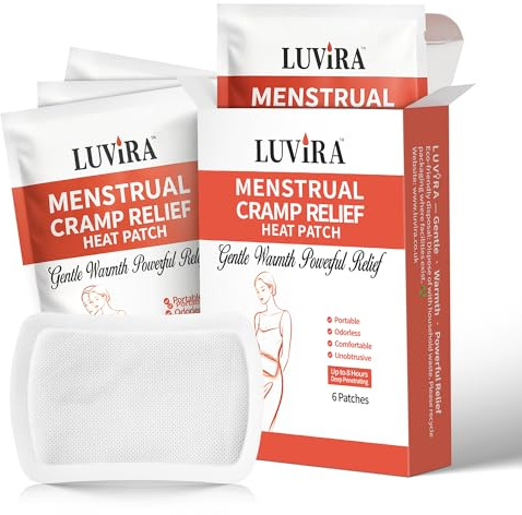 LUVIRA Parche térmico para alivio de calambres menstruales, paquete de 6 parches