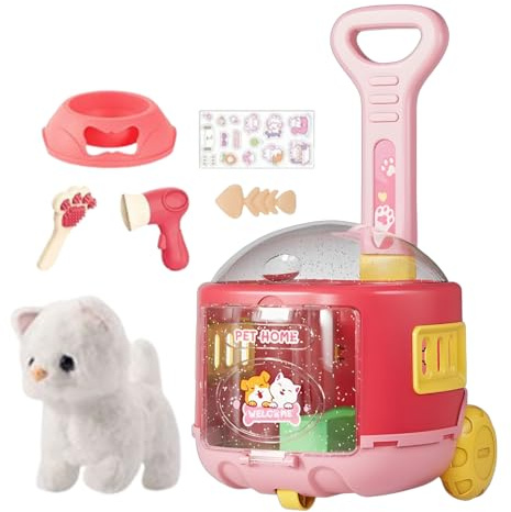 Naqqios Jouets pour Animaux de Compagnie, Animaux électroniques marchent et aboient avec Valise | Jouet Symbolique pour et Filles