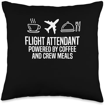 Powered by Coffee and Crew Meals Flight Attendant Throw Pillow
