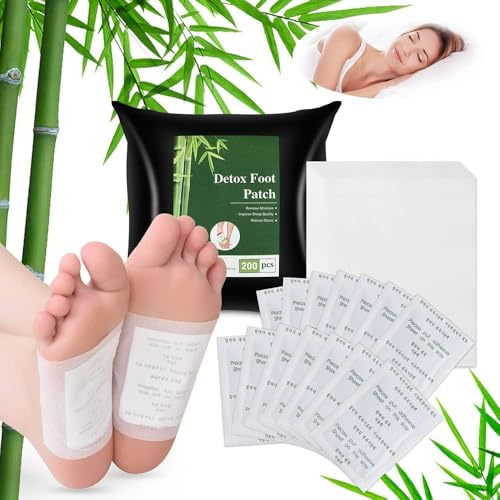 Lote de 200 parches para pies con esencia de bambú, almohadillas para pies para la noche, autoadhesivas, para el cuidado diario de los pies