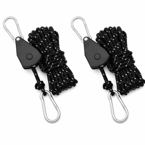 2 Pcs Reflective Tent Guy Ropes, 200cm Portable Adjustable Fix Camping Rope, Ratchet Hangers with Aluminum Tensioner for Grow Room Equipment and Outdoor Camping