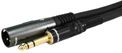 Monoprice XLR Male to 1/4-Inch TRS Male Cable - Gold Plated, High Fidelity and Eliminate Noise in the Recording Studio and On Stage, 16AWG, 6 Feet, Black, 6Ft