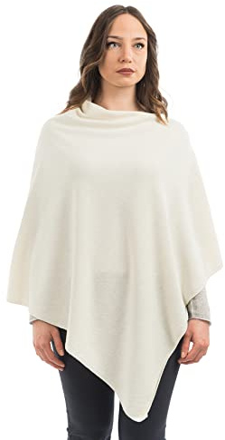 DALLE PIANE CASHMERE Poncho Femme Mélange Cachemire Laine - Blanc
