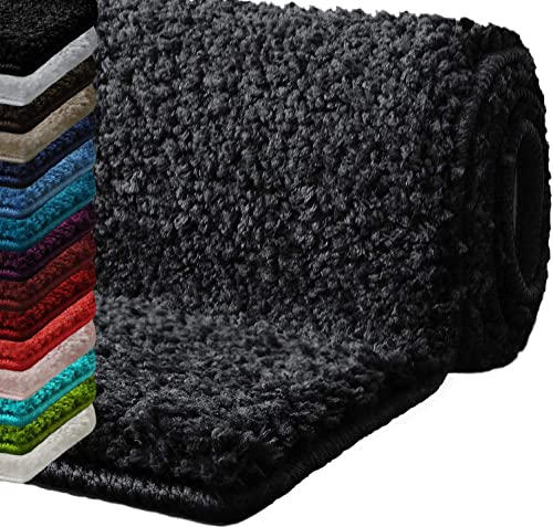 casa pura Badematte grau weicher, Flauschiger Badezimmerteppich in Shaggy Optik, Badvorleger rutschfest waschbar - Duschvorleger, Teppich Fußmatte für Badezimmer, Dusche 60x100 cm, Sky Soft