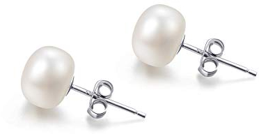 Süßwasserperlen Ohrringe Echt 925 Silber Stecker Perlenohrringe Weiß 7MM Süßwasser-Zuchtperlen Ohrringe Ohrstecker