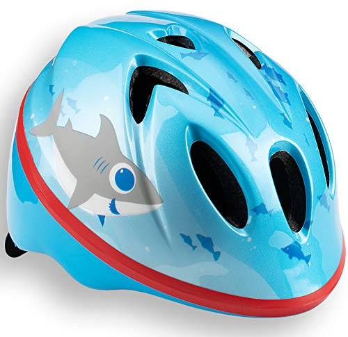 Schwinn - Casco para niños, ideal para bicicleta, patinete o monopatín, de 1 a 3 años, rueda de ajuste para mayor comodidad, adecuado para 44-50 cm, azul Shark