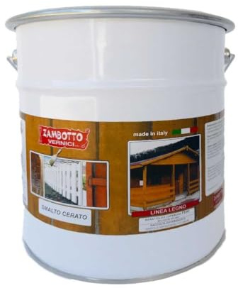 ZAMBOTTO VERNICI Smalto cerato a solvente (flatting) LUCIDO per legno per interni ed esterni da 0,75 a 5 litri (2,5 Litri, Bianco - 118)
