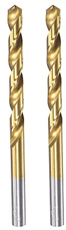 sourcing map High Speed Steel Straight Shank Twist Drill Bit Fully Ground Titanium Coated 6.8mm Drill Diameter 109mm Total Length 60mm Drill Bit Length 2 Pcs