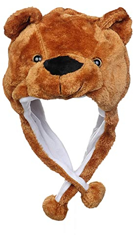 JK Home 2-in-1 Hat with Ear Flaps Scarf Set Cute Plush Animal Hat Cosplay