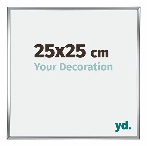 yd. Your Decoration - Cadre Photo 25x25 cm - Argent Brillant - Cadre Photo en Plastique Avec Verre acrylique - Anti-Reflet - Cadre 25x25 - Annecy