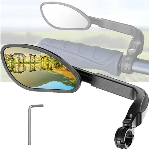 YUEMING Rétroviseur Vélo, Rétroviseur de Vélo Rétractable, Grand Miroir HD Acier Inoxydable, Rotation à 360°, Rétroviseur Universel Pour guidon gauche de 21-26 mm Vélo Moto Bicyclette, Gauche