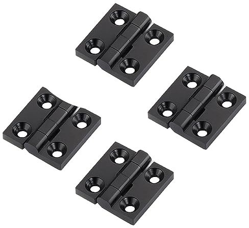 Juego de 4 bisagras de marco de puerta de aleación de zinc negro, 50 x 50 mm, kit de instalación para ranura de perfil de aluminio extruido 2020, 6 mm