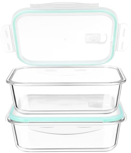 LXUDN Glasbehälter mit Deckel 2 x 1520ML - Glasdose mit Deckel BPA-Frei - Vorratsdosen Glas mit Deckel Mikrowelleengeschirr - Frischhaltedosen Glas mit Deckel Glasschüssel Set Aufbewahrungsbox Glas