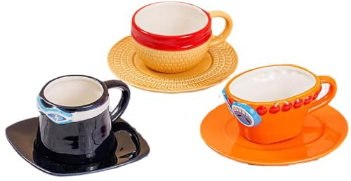 HUDIEWOO Animationshut Keramik Teetasse, Keramik Kaffee Teetasse, Weihnachtsgeburtstagsgeschenk oder Ornament （3PC）(LAS)