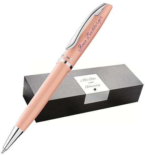 Pelikan jazz-kulspetspenna färg personlig gåva unika pennor med namn – personliga presenter till jul – kulspetspenna (UV-tryck, pastellaprikos)
