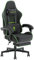 Dowinx Gaming Chair for Adults, Ergonomic Computer Chairs with Footrest, PC Office Chair with Massage, Up to 150Kg, Black&Green