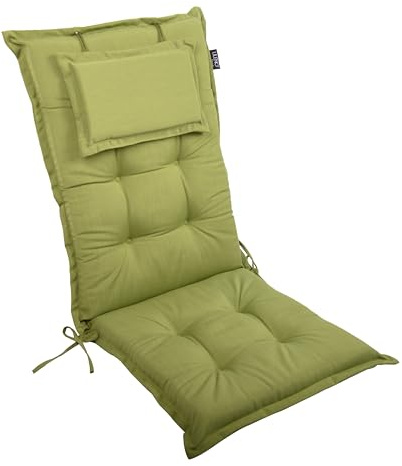 LILENO HOME Mar Cuscini per sedia da giardino, in set da 1, per sedia a sdraio con schienale alto, verde, comodi cuscini per sedie pieghevoli