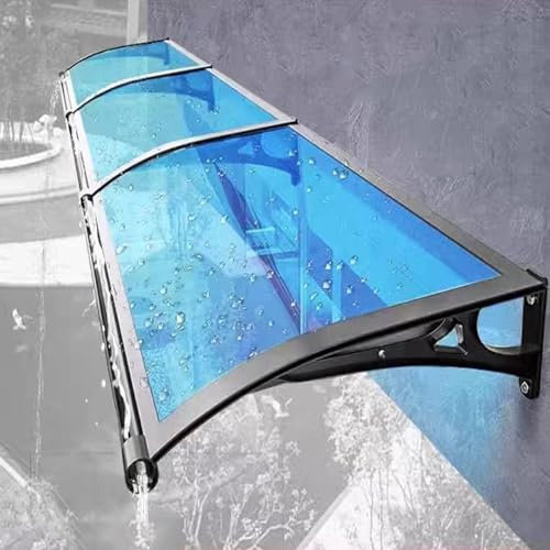 Marquise de Porte d’Entrée Incurvé,Auvent de Porte et Fenêtres Moderne,Résistante Toit Abri Contre la Pluie et Uv,Support en Aluminium Résistant Aux Chocs 300 Kg,Auvent Arqué (80x100cm/32x39,B)