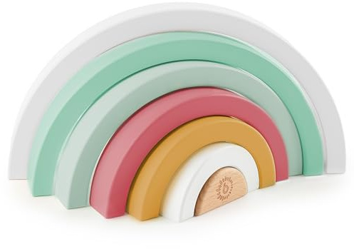 Bieco Regenbogen Holz Beeren Stapelturm Baby Steckspiel Montessori Dekostäbe ab 1 Jahr