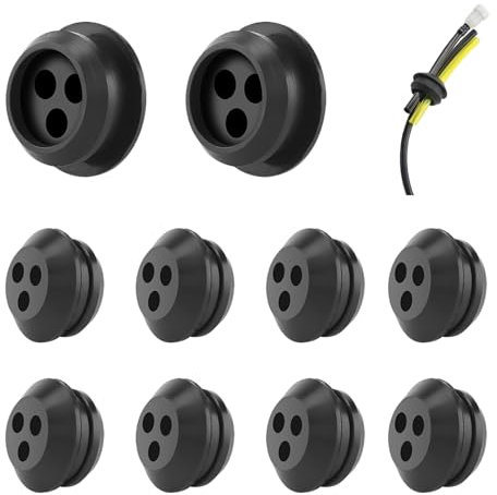 Occhielli in Gomma per Tagliaerba, Guarnizioni in Gomma a 3 Fori, Tappo per Decespugliatore, 10 Pezzi 3 Fori Gommini per Serbatoio Carburante, Passacavo Boccola, Guarnizioni Anello di Tenuta