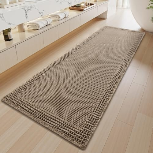 SIXHOME Alfombra de Pasillo Larga Antideslizante Lavable fácil de Limpiar para Comedor lavandería Tapete Cocina Alfombra para Cocina Pasillo Lavadero 50 * 150cm Marron