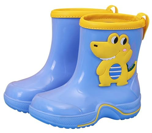 Générique Bottes de Pluie pour garçons mi-Mollet Motifs Dessins animés Semelle antidérapante Confortable école Quotidien extérieur Jeux Enfants 2 à 11 Ans (Blue, 34 Big Kids)