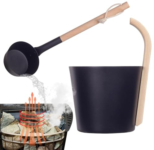 Kit secchio per sauna, contenitore d'acqua in alluminio 7L per bagno sauna interno - secchio per sauna a secco, sauna indispensabile per centro termale, vasca da bagno, hotel