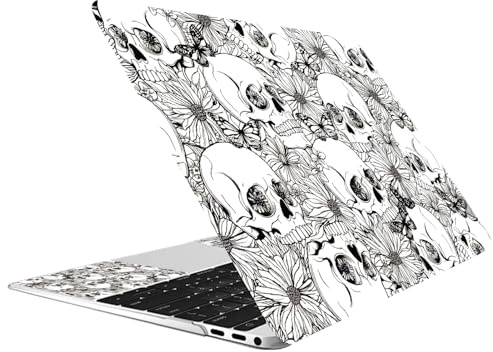 CREATCABIN Adesivo per Laptop Netbook A Forma di Teschio, Adatto per Laptop da 11.6, 12, 13, 14 e 15 Pollici, Universale, Riutilizzabile, con Protezione per Notebook, Poggiapolsi Incluso.