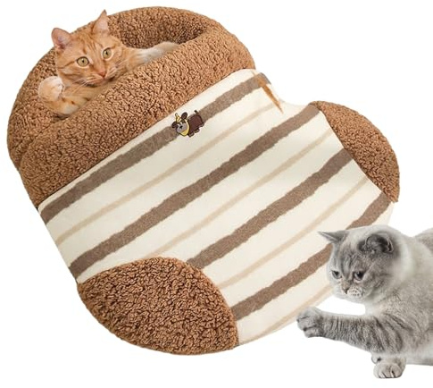 TQEBWUS Dog Sleeping Bag - Soft Warm Covered Cat Sleeping Place | Covered Plush Pet Cushion Corner for Floor Travel Home Office Bedroom Balcony Outdoor